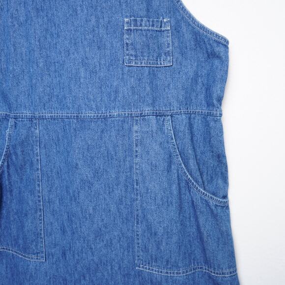 Studio Ease Blue Denim Overall/Jumper Midi Dress Sz 10 USA Made 100% Cotton - Picture 10 of 11